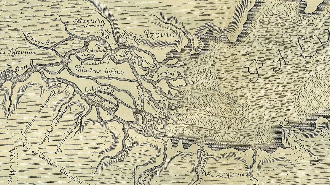 Карта окресностей Азов перед захватом.